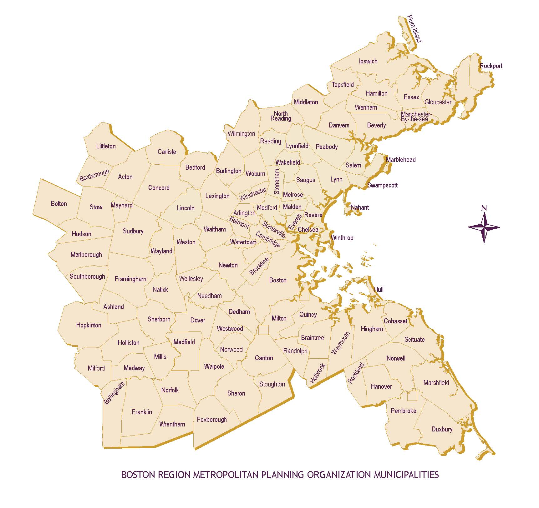 map of Boston Region MPO area